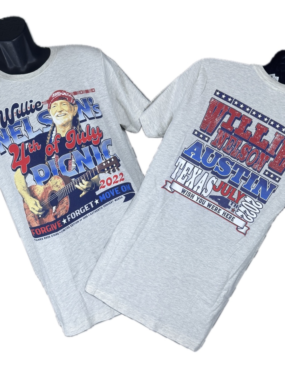Willie Nelson 2022 Austin TX 4th July Picnic Concert Tee Franks Bros Ltd Ed M